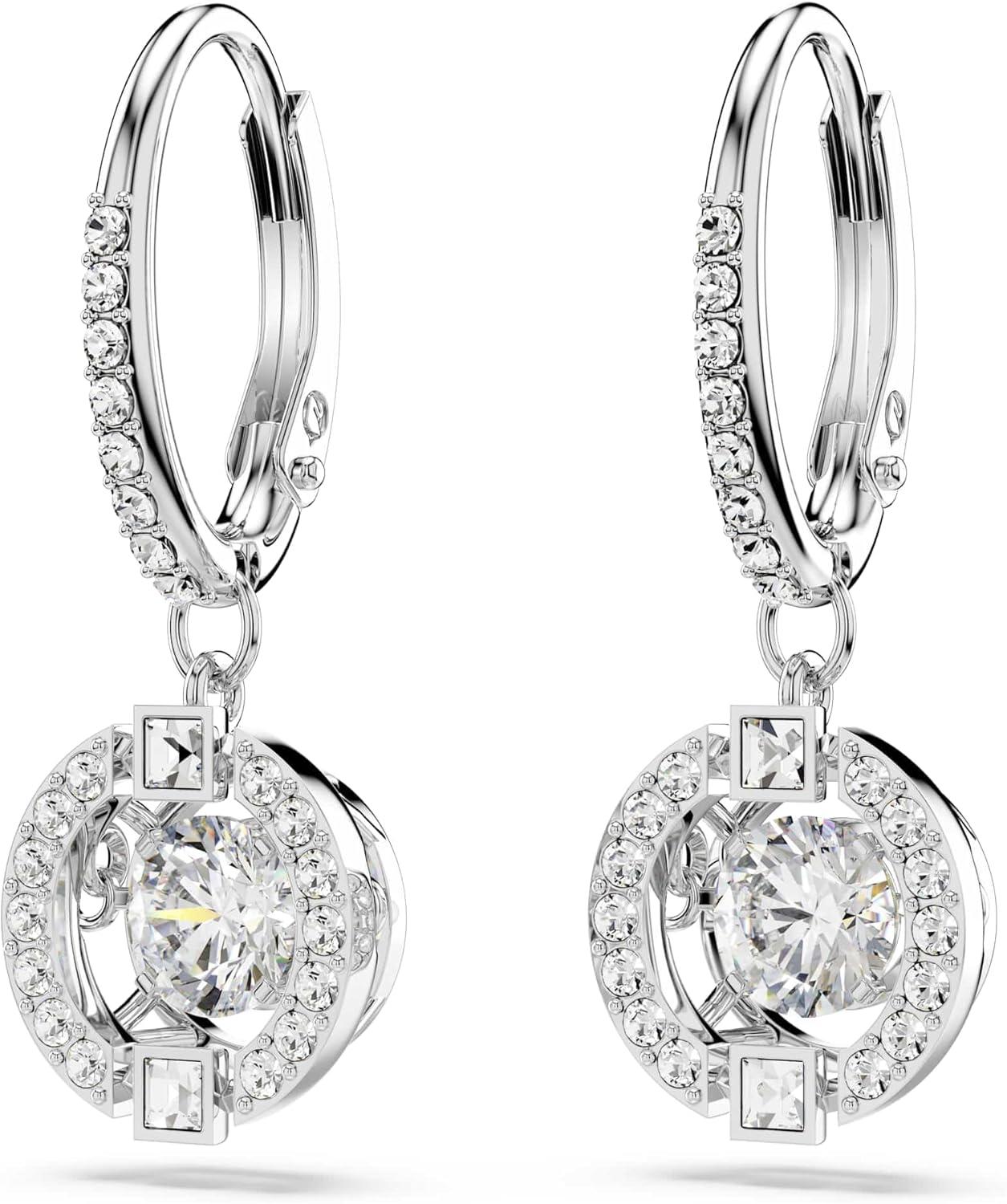 imageSwarovski Sparkling Dance Necklace and Earrings Jewelry Collection Rhodium Finish Blue Crystals Clear CrystalsPierced Earrings Clear Crystals