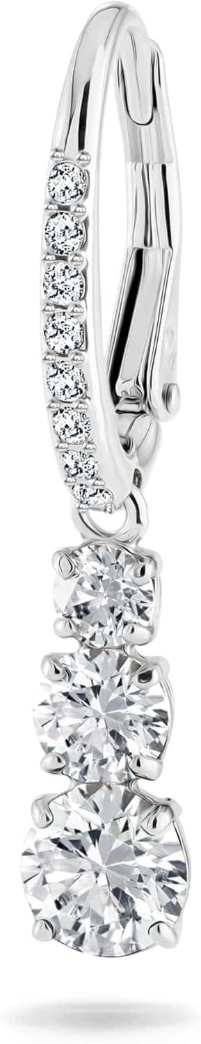 imageSwarovski Stilla Attract Trilogy Drop Pierced Earrings with White Crystals on a Rhodium Plated Setting with Hinged Closure