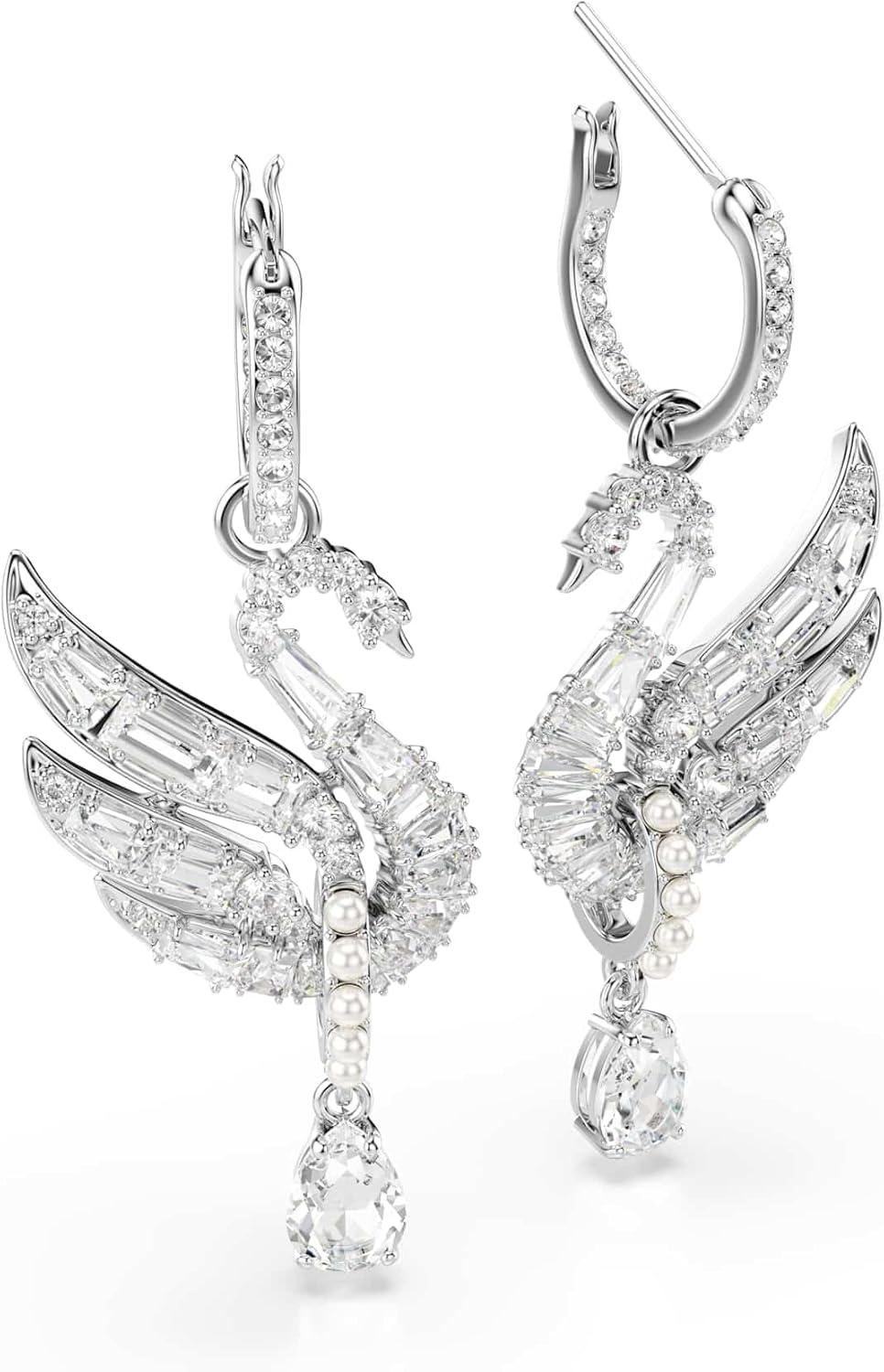 imageSwarovski Swan earrings Swan White Rhodium finish