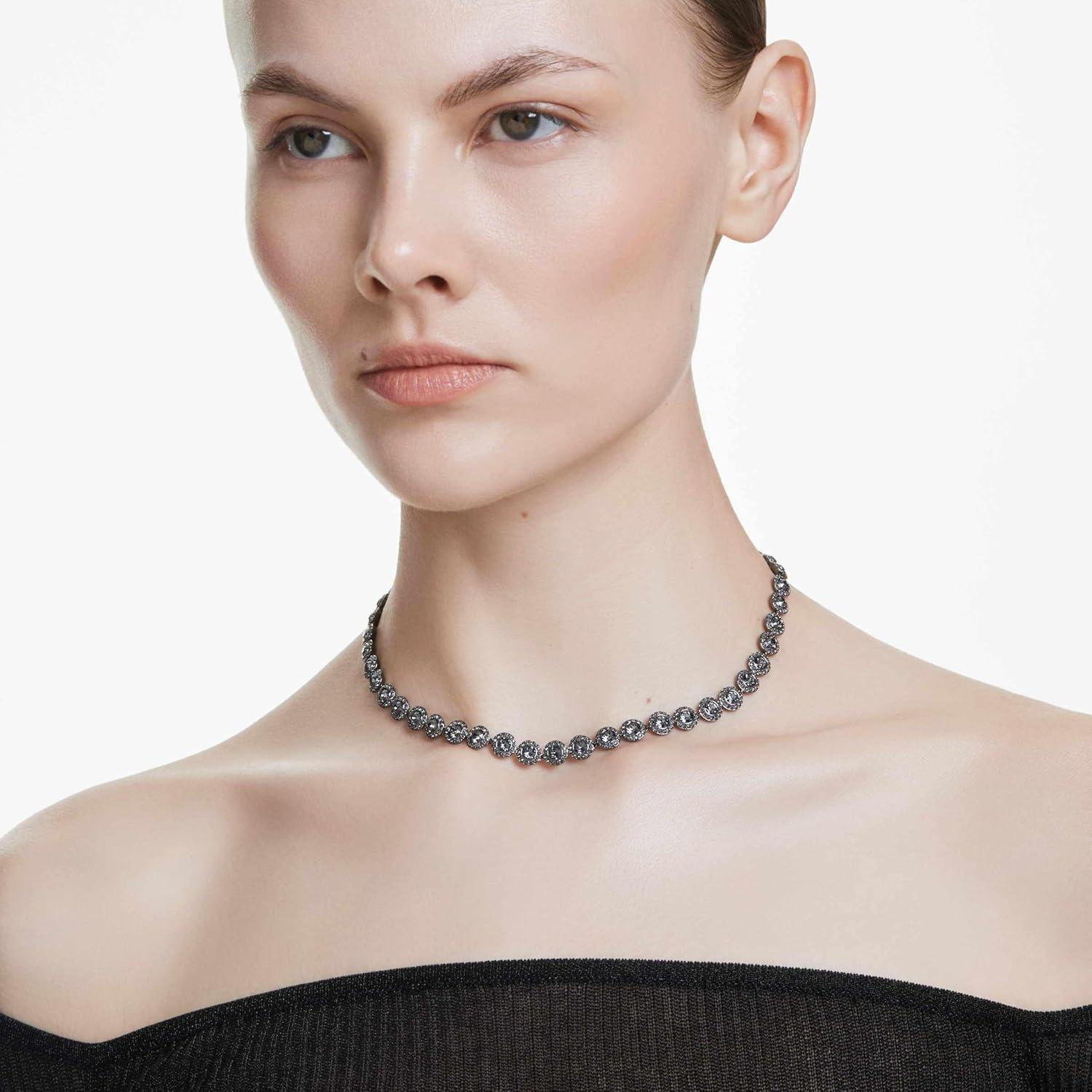 imageSwarovski UNA Angelic Tennis Necklace Round Cut Clear GoldTone Finish