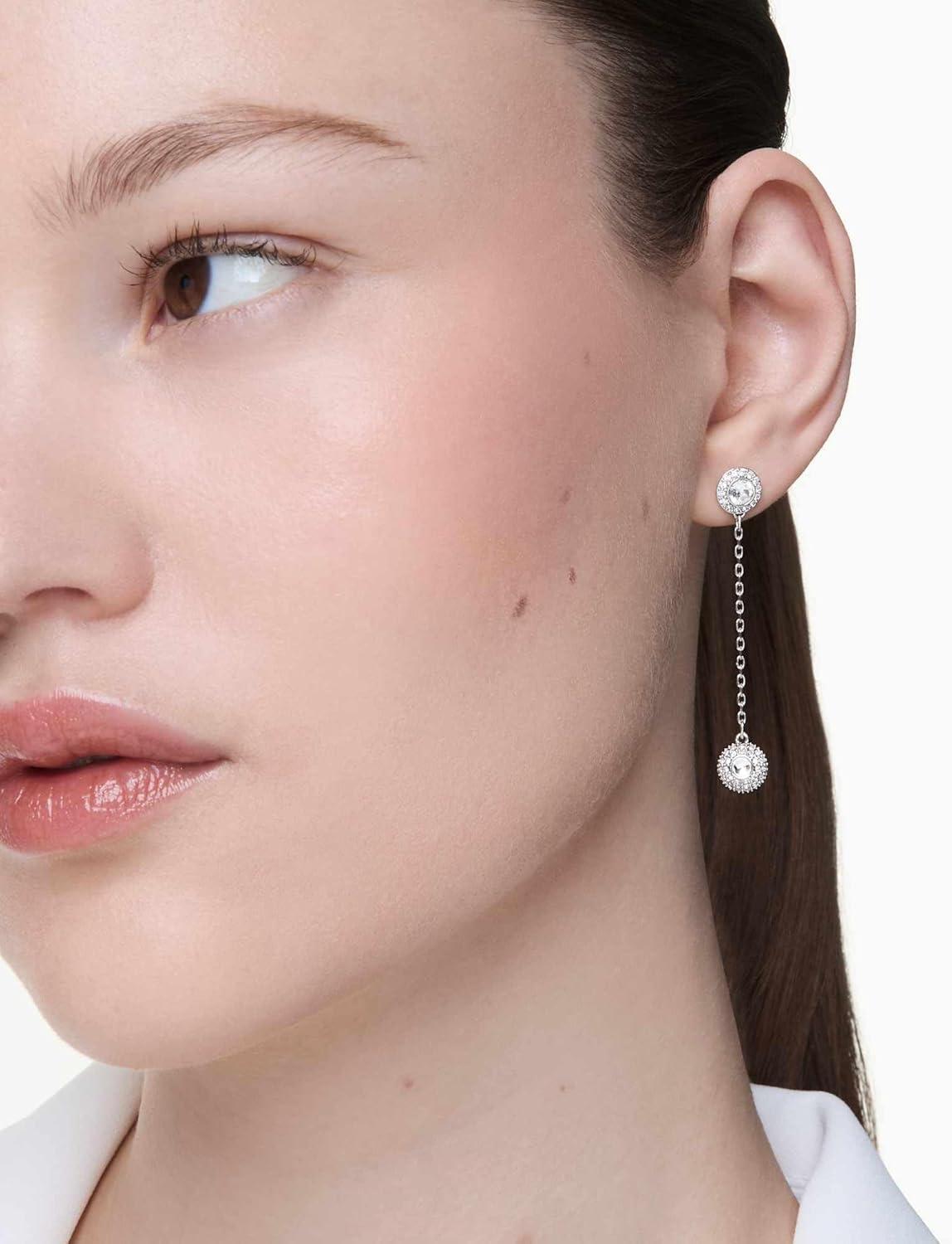 imageSwarovski Una Angelic drop earrings Round cut White Rhodium finish
