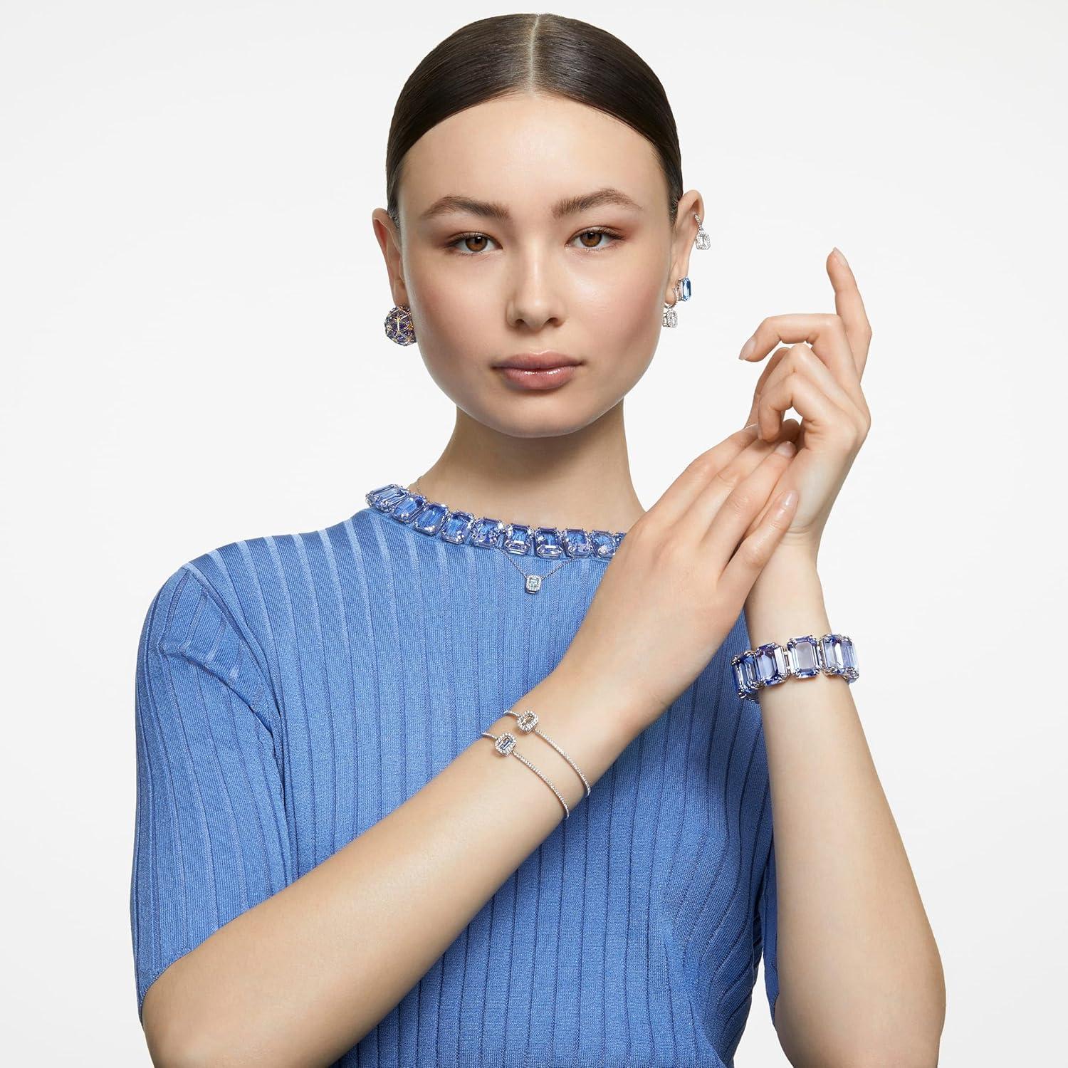 imageSwarovski Una Bangle Octagon Cut Stone Blue Rhodium Finish