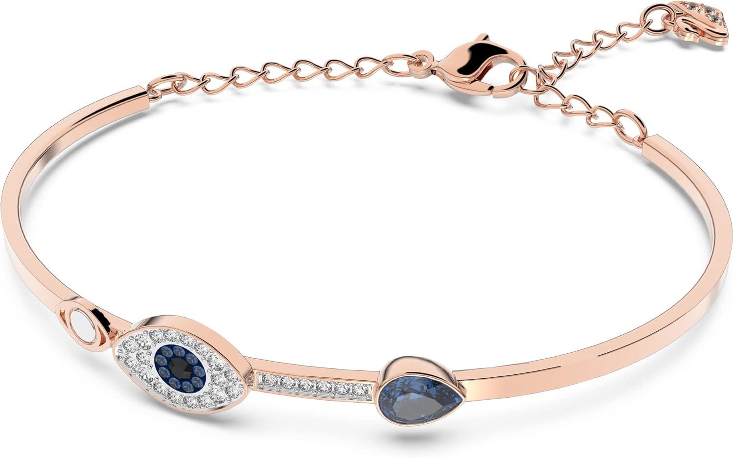 imageSwarovski Womens Symbolica Evil Eye Bangle Bracelet Blue Crystal Mixed Metal Finish Medium