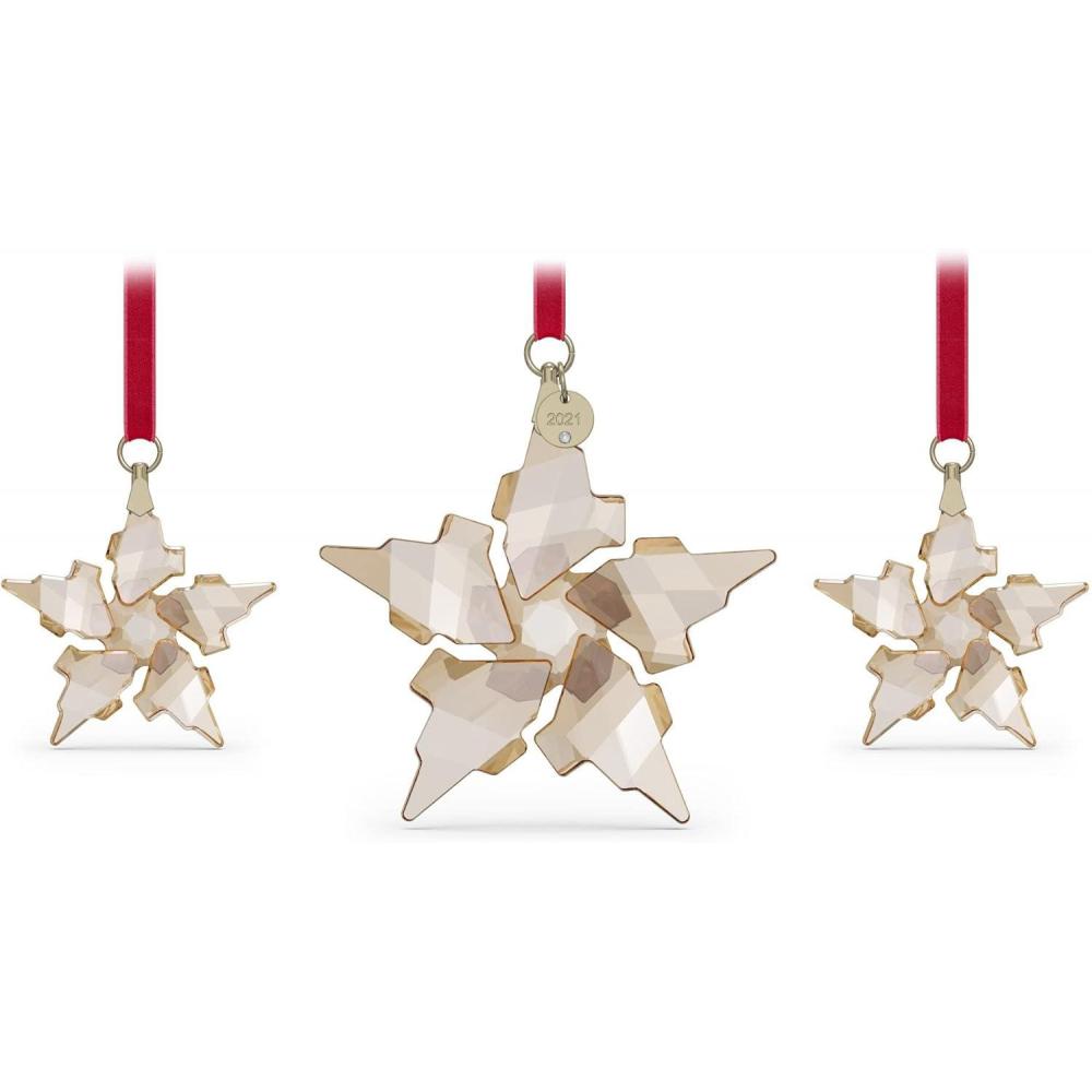 imageSWAROVSKI Christmas Ornament 2021 Annual Edition Little Star Small Clear Crystal2021 Set of 3  Champagne