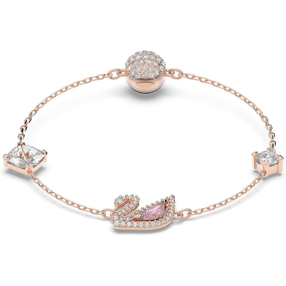 imageSWAROVSKI Dazzling Swan Jewelry Collection Blue Crystals Pink Crystals Clear CrystalsBracelet  Rose Gold Tone