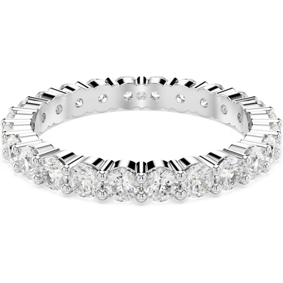 imageSWAROVSKI Matrix Crystal Ring Collection Round Cut Prong Setting Rhodium FinishClear Crystal