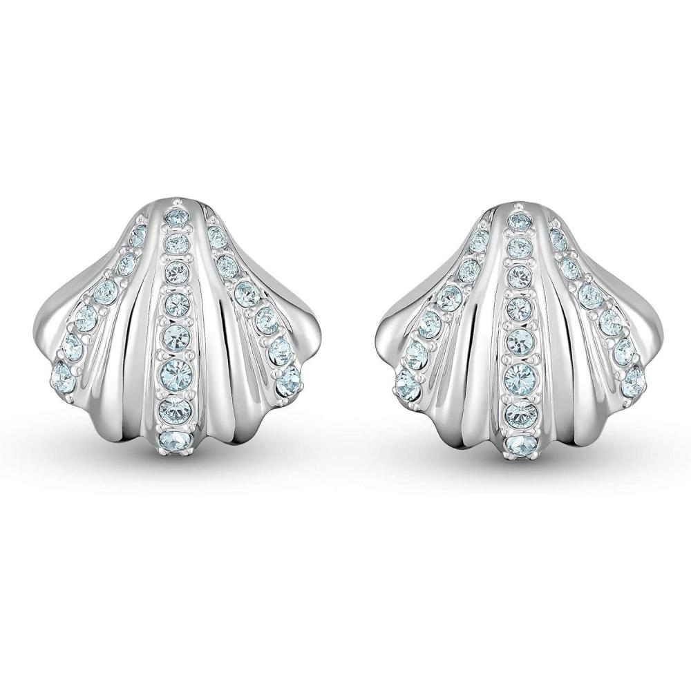 imageSWAROVSKI Womens Shell Jewelry Collection Rhodium Finish Aqua Blue Crystals