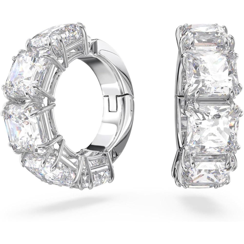 imageSwarovsk Matrix AllAround Necklace Bracelet Clip Earrings Clear SquareCut Crystals RhodiumClip Earrings