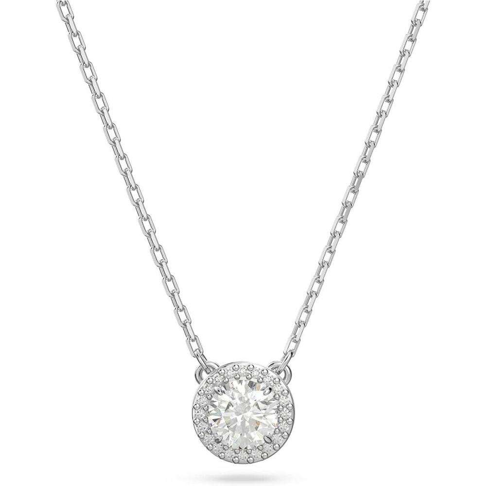 imageSwarovski Angelic Pendant with Circular Clear Crystal and Clear Crystal Pav on a Rhodium Plated ChainNEW Pendant Necklace