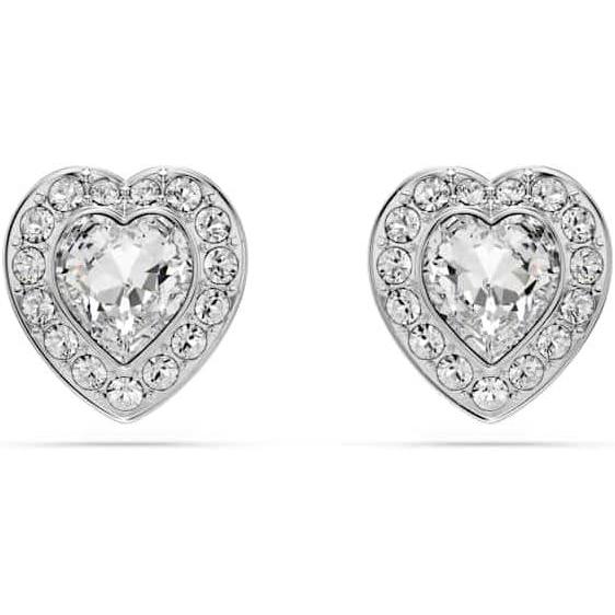 imageSwarovski Ariana Grande Collection Clear Crystal ampamp Pearls Rhodium Finish EarringsCrystal Heart Studs