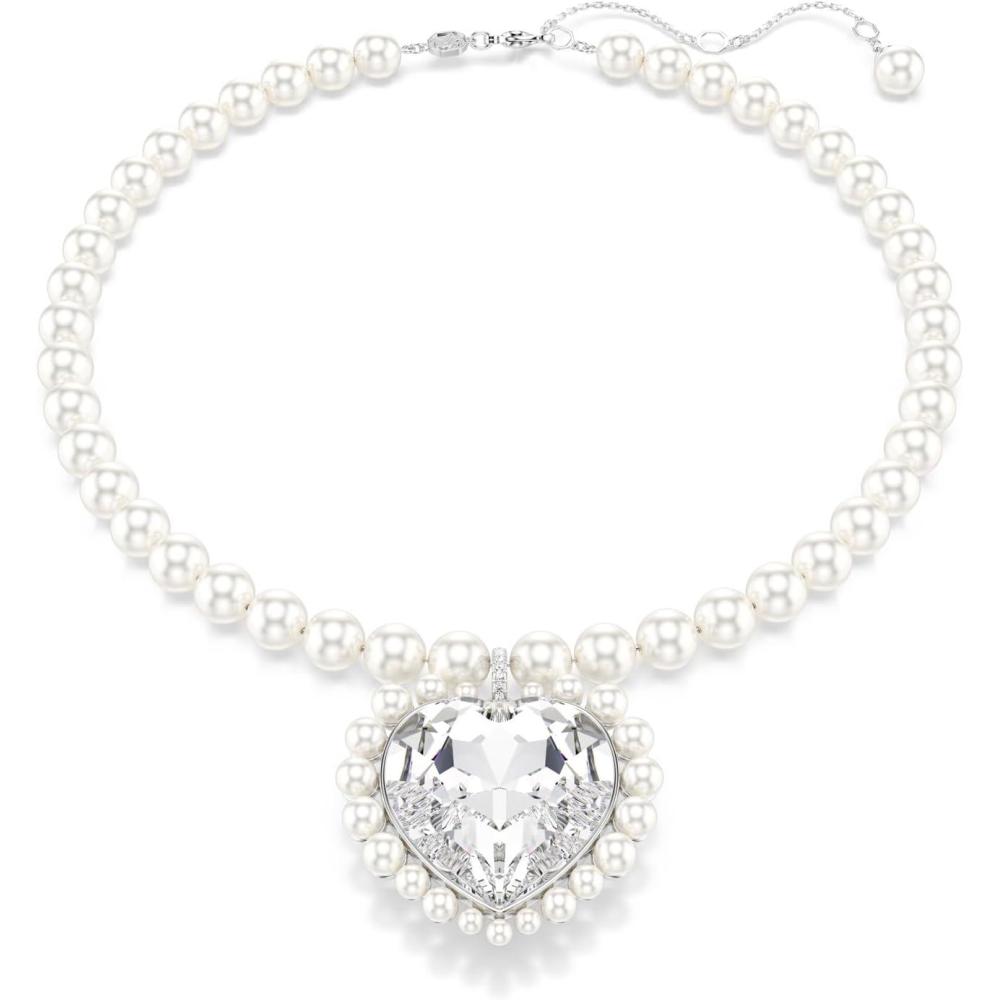 imageSwarovski Ariana Grande Collection Clear Crystal ampamp Pearls Rhodium Finish Necklaces Earrings and BraceletsPearl  Crystal Necklace