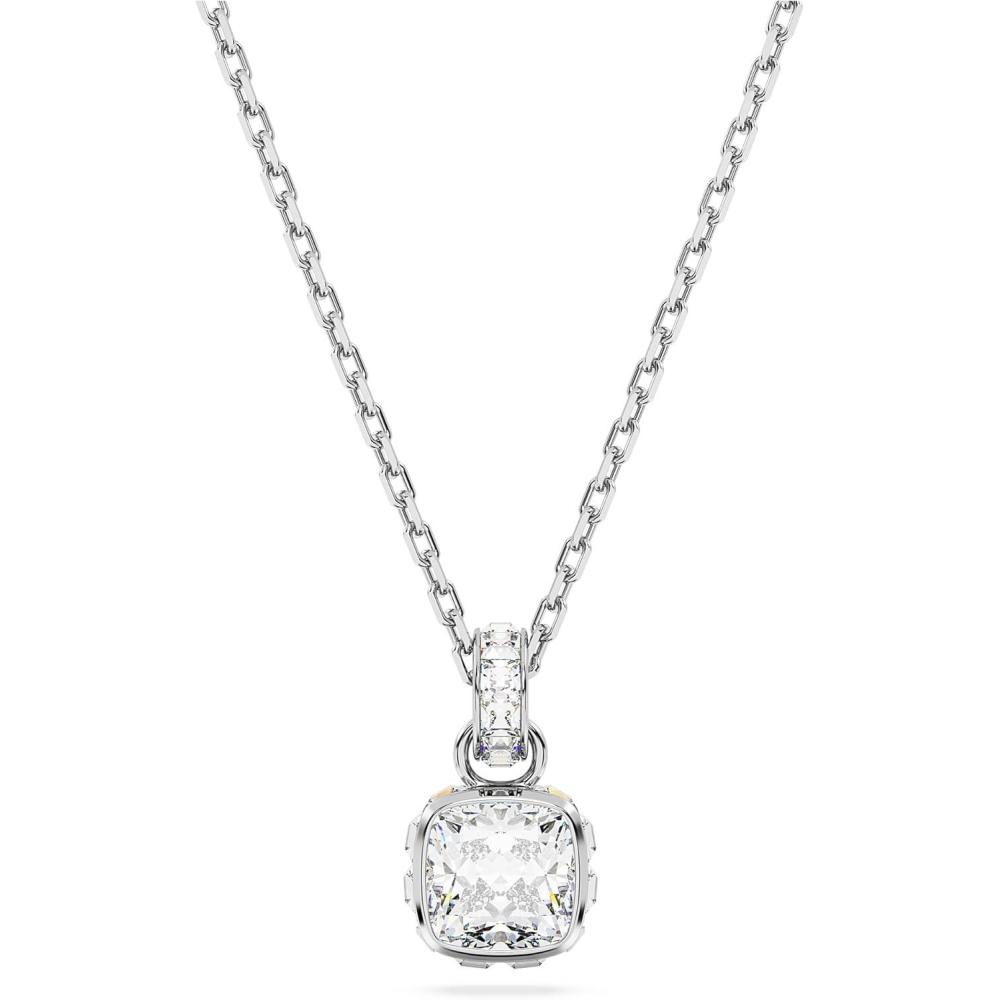 imageSwarovski Birthstone Stud Earring Collection SquareCut Stone and Crystals Rhodium FinishApril  Clear