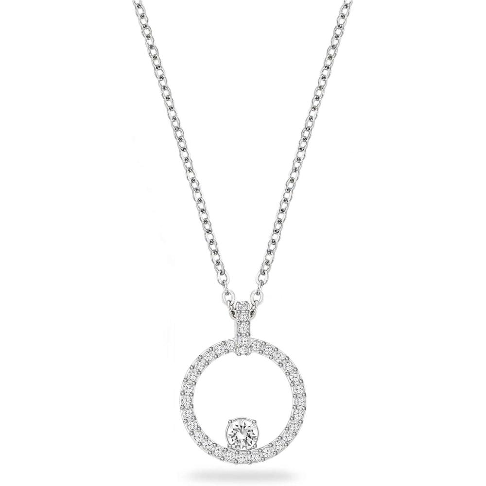 imageSwarovski Constella Crystal Circle Pendant Necklace Jewelry CollectionNecklace Rhodium Tone