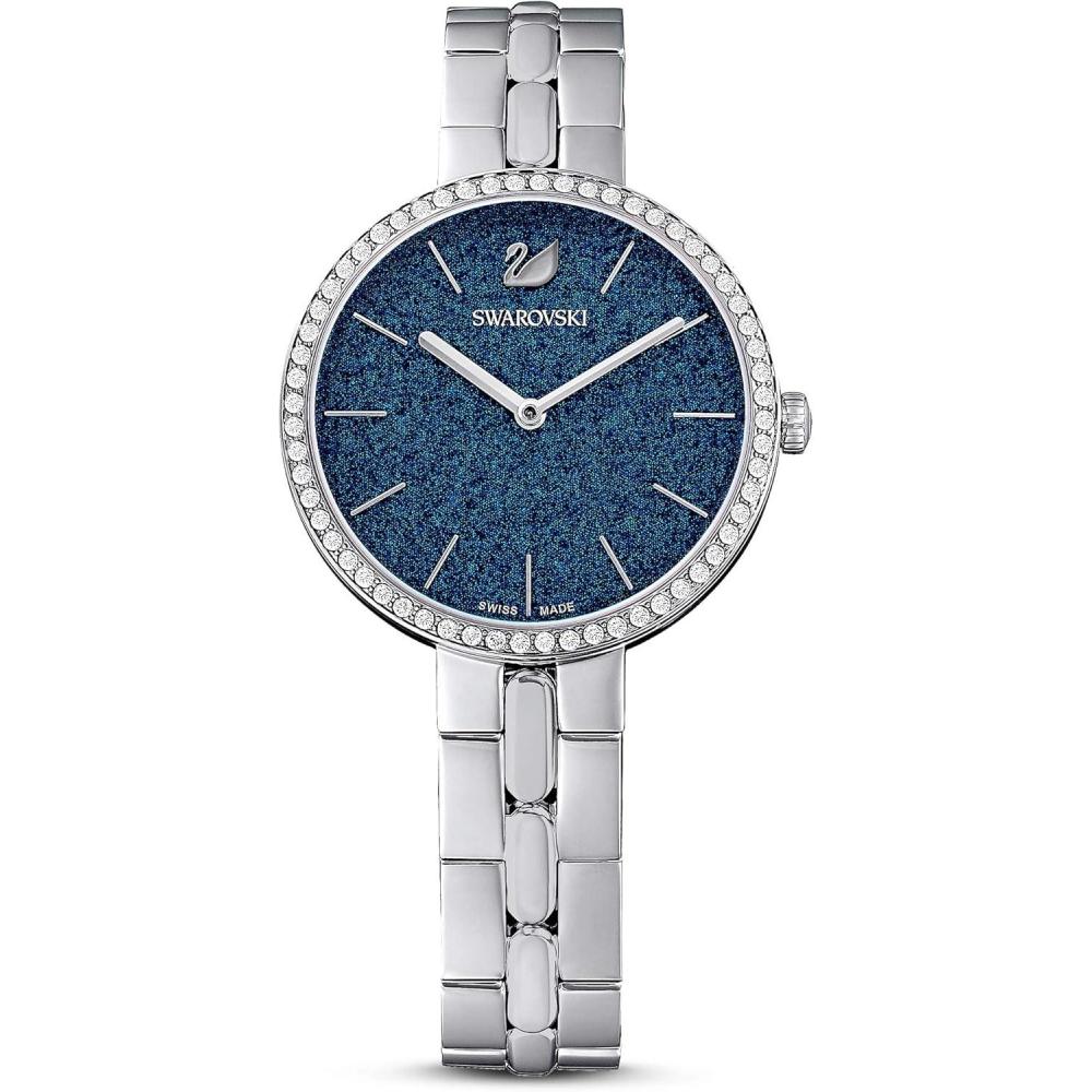 imageSwarovski Cosmopolitan Crystal Watch Clear Crystals Rose Gold Tone Finish Swiss Made Part of The Cosmopolitan Watch CollectionBlue Crystal