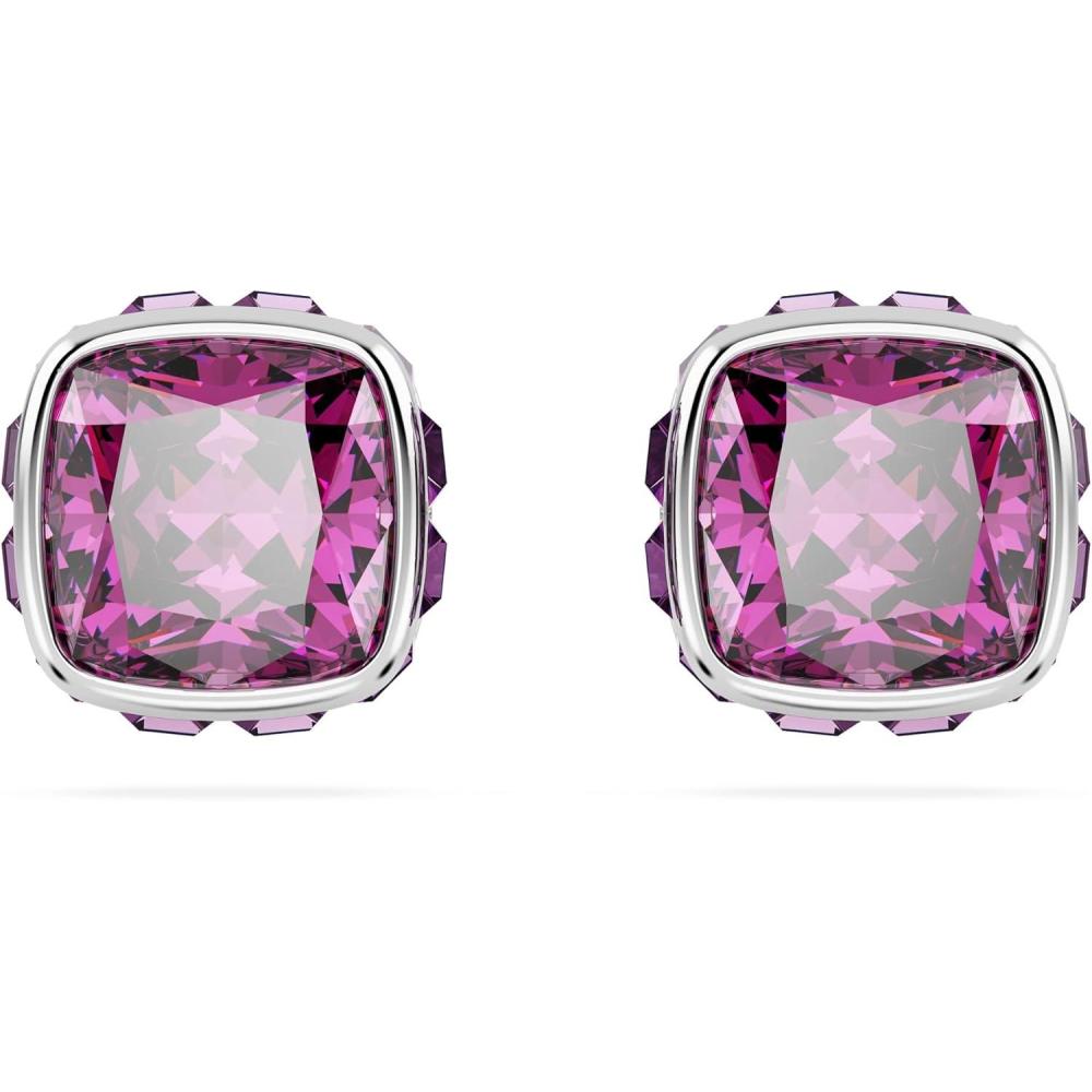 imageSwarovski Crystal Chroma Jewelry Collection Heart Shaped Crystal Latch Back Earring Closure Lobster Claw Clasp BraceletFebruary Pink