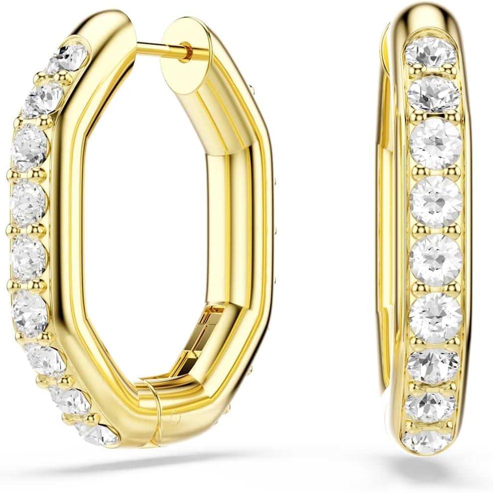 imageSwarovski Dextera hoop earrings Octagon shape Round cut White Goldtone Finish