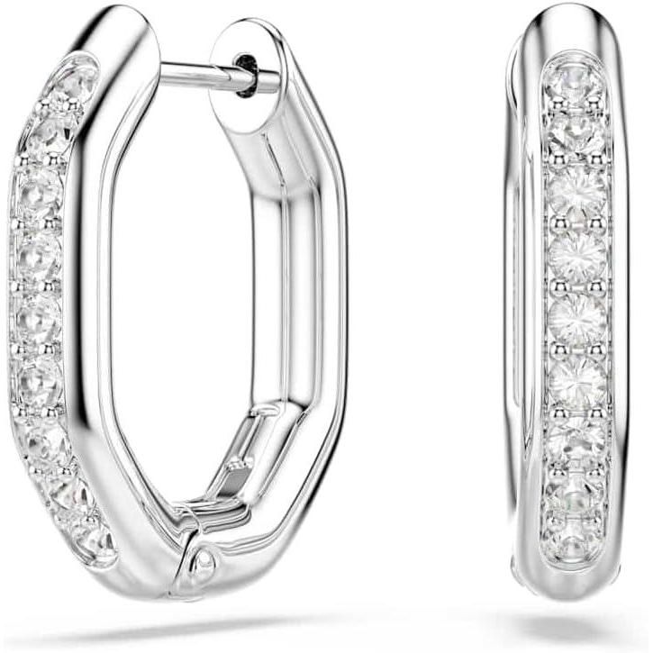imageSwarovski Dextera hoop earrings Octagon shape Round cut White Rhodium Finish