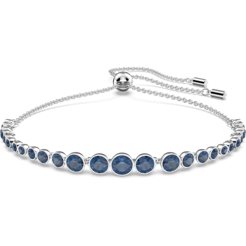 imageSwarovski Emily Tennis Bracelet Jewelry CollectionBlue Crystals  Rhodium Tone