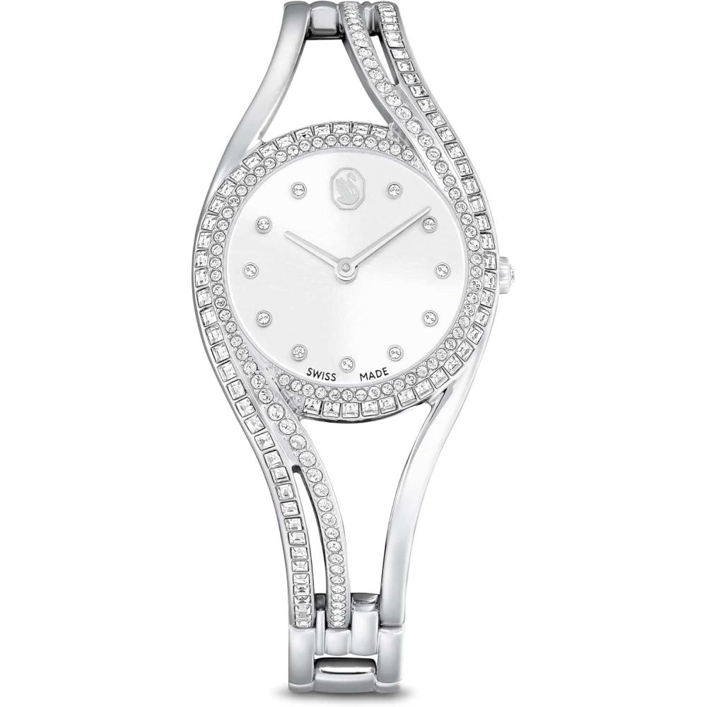 imageSwarovski Hyperbola Bangle Watch Swiss Made Metal Bracelet Silver Tone Stainless Steel