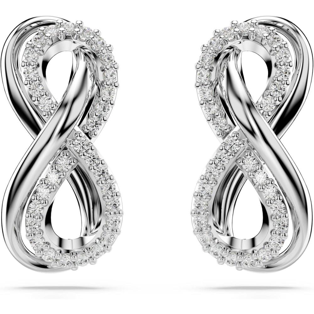 imageSwarovski Hyperbola Stud Earrings Infinity Symbol Motif with Clear Crystals in a RhodiumFinished Setting Part of the Swarovski Hyperbola Collection