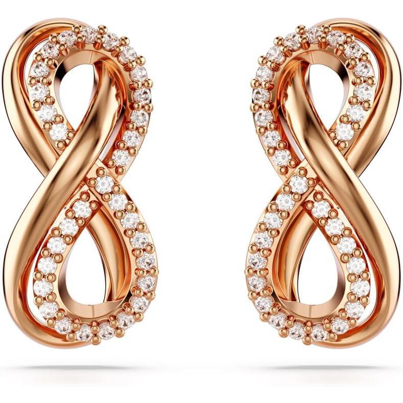 imageSwarovski Hyperbola Stud Earrings Infinity Symbol Motif with Clear Crystals in a Rose GoldTone Finished Setting Part of the Swarovski Hyperbola Collection