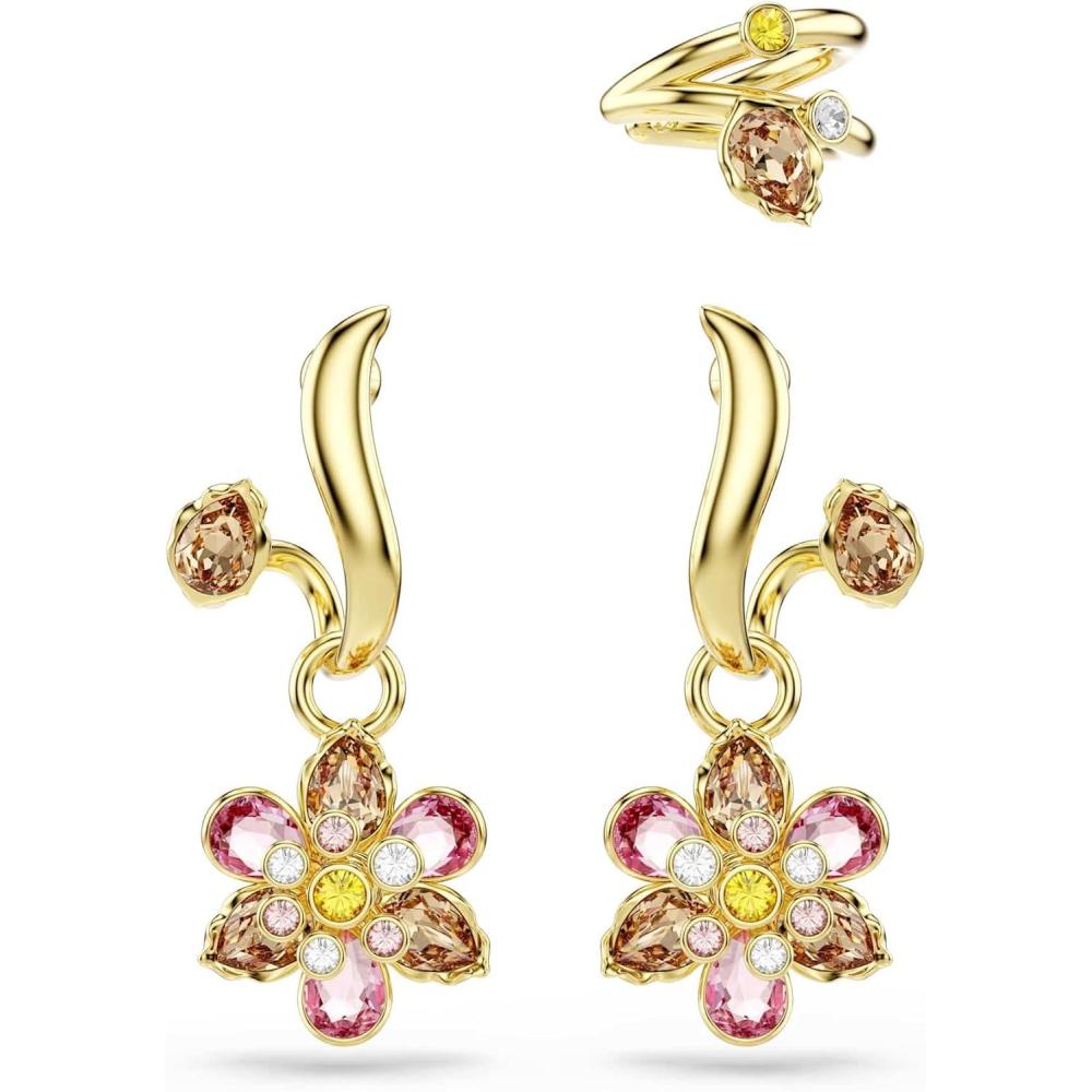 imageSwarovski Idyllia earrings Set 3 Mixed cuts Flower Multicolored Goldtone finish