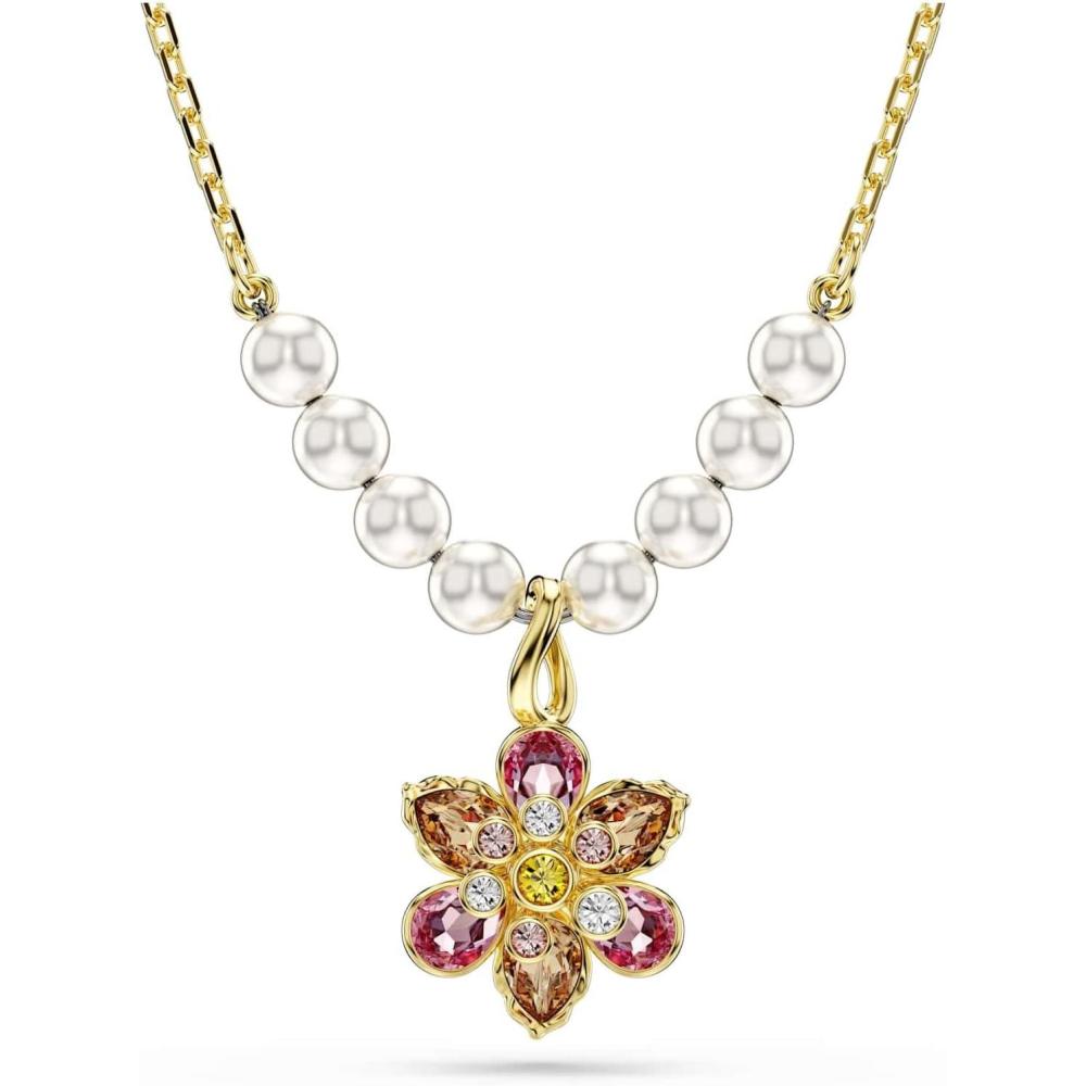 imageSwarovski Idyllia pendant Crystal pearl Mixed cuts Flower Multicolored Goldtone finish