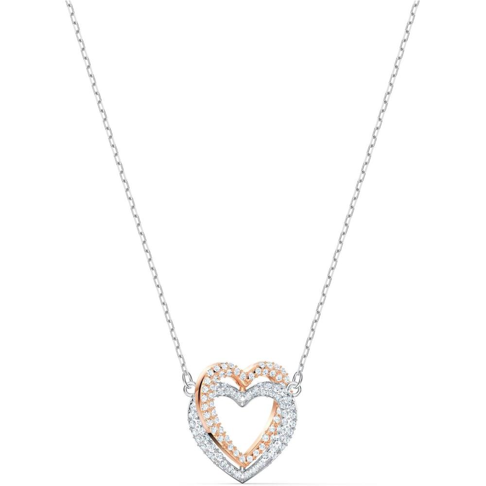 imageSwarovski Infinity Heart Jewelry Collection Necklaces and Bracelets Rose Gold ampamp Rhodium Tone Finish Clear CrystalsNecklace