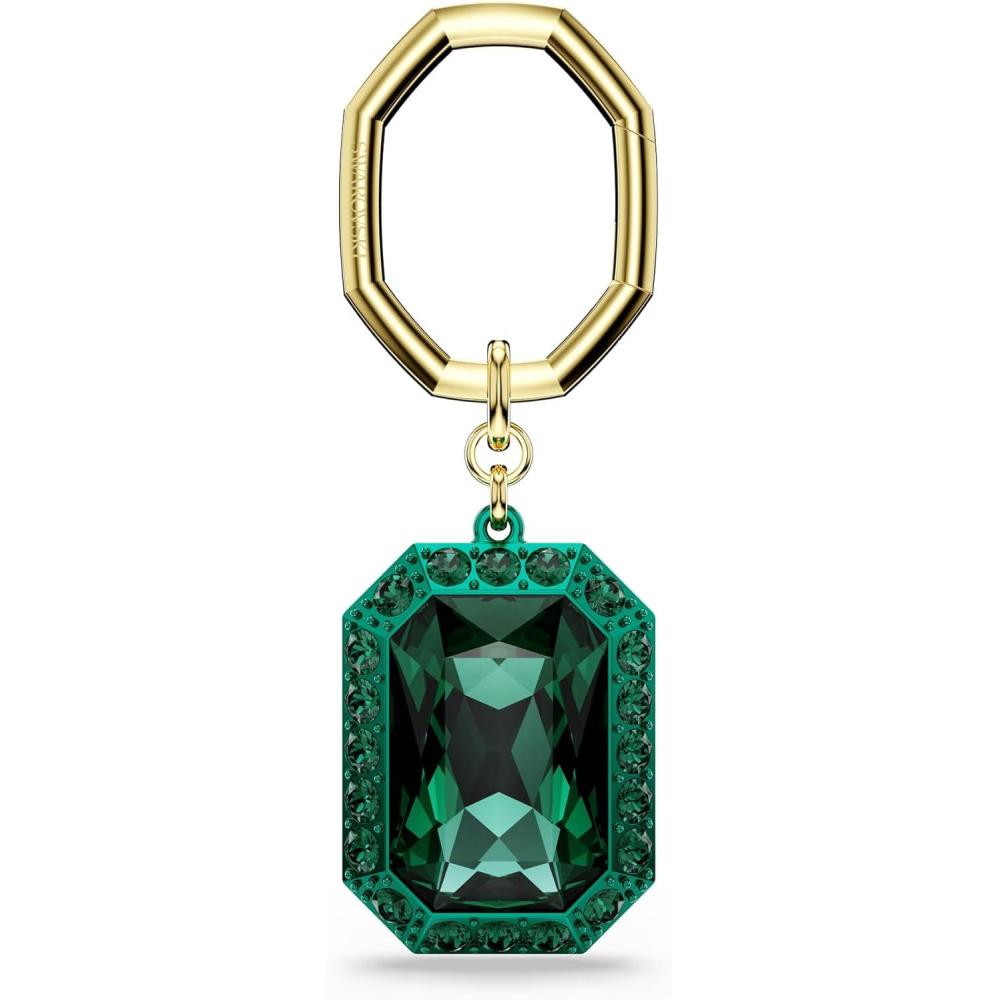 imageSwarovski Key Ring Octagon Cut Green Mixed Metal Finish Size 3 14 X 1 18 Inch