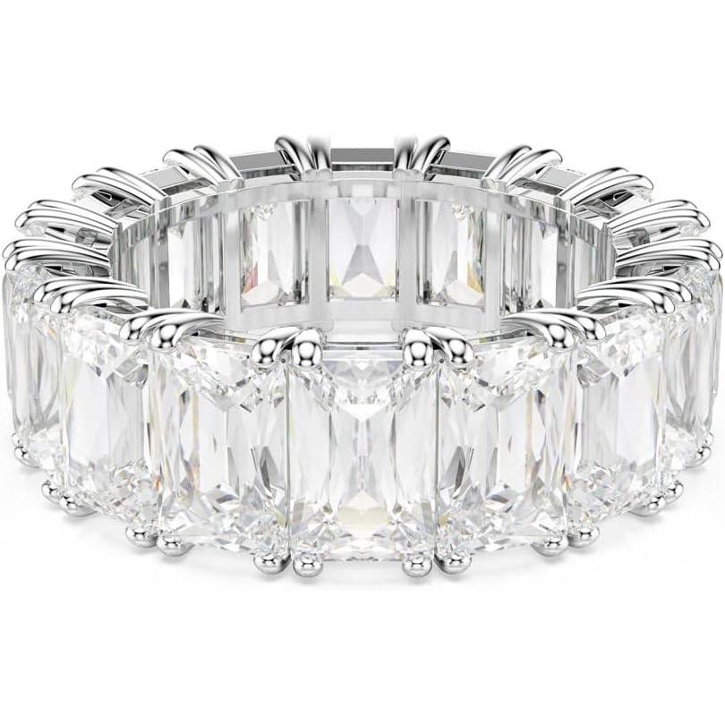 imageSwarovski Matrix Ring Rectangular Cut Clear Crystals Rhodium FinishEU 58 US 8
