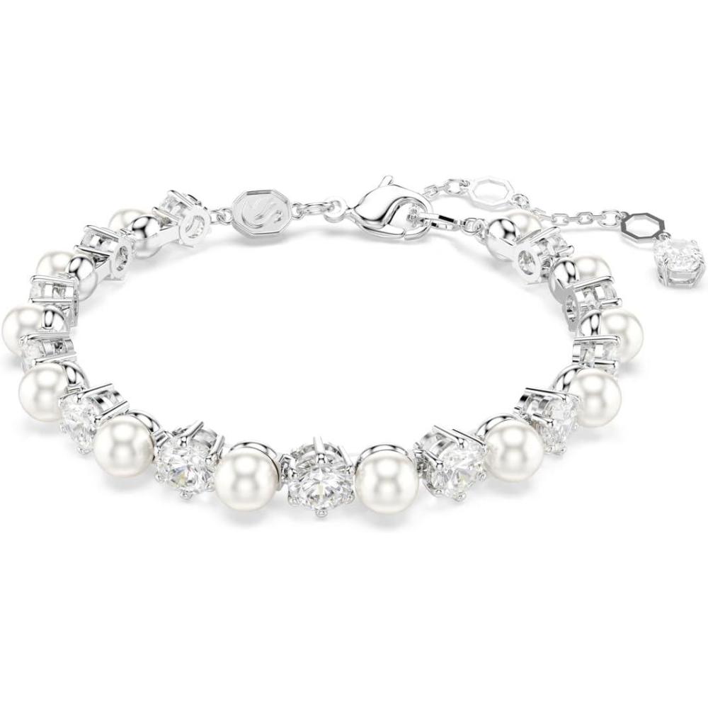 imageSwarovski Matrix Tennis bracelet Crystal pearl Round cut clear Rhodium finish