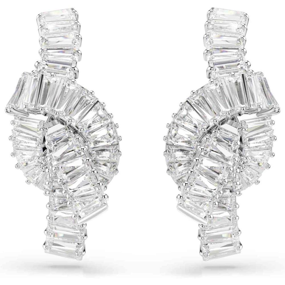 imageSwarovski Matrix earrings Baguette cut Knot White Rhodium Finish