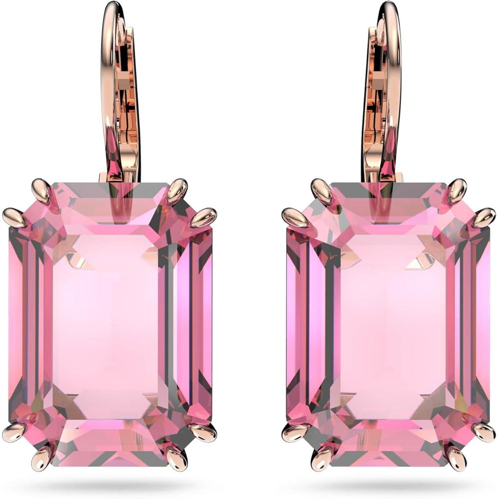 imageSwarovski Millenia Earrings Octagon cut crystal Pink Rosegold tone plated