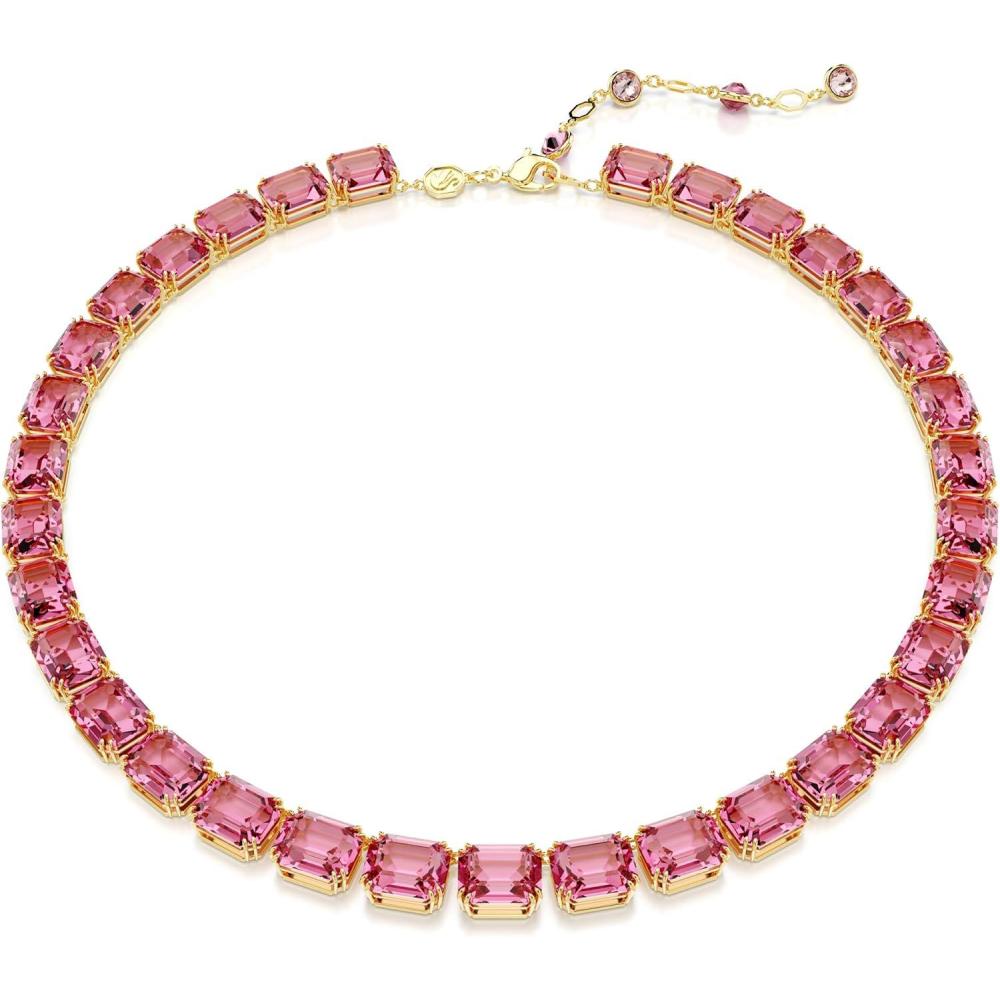 imageSwarovski Millenia Earrings and Necklace Crystal Jewelry Collection Clear Crystals Rhodium Tone FinishPink
