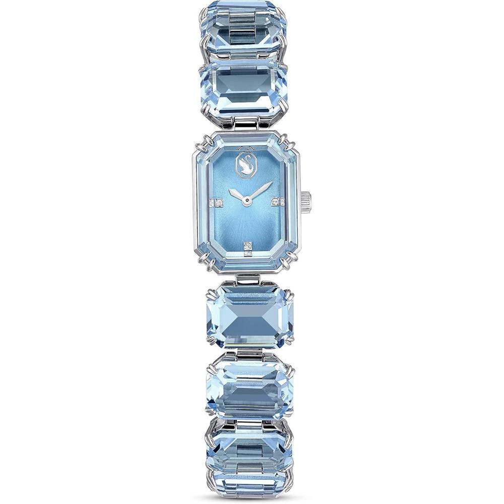 imageSwarovski Millenia Watch Blue Octagon Cut Crystals Sapphire Glass Centrepiece and Stainless Steel Accents Part of The Millenia Collection
