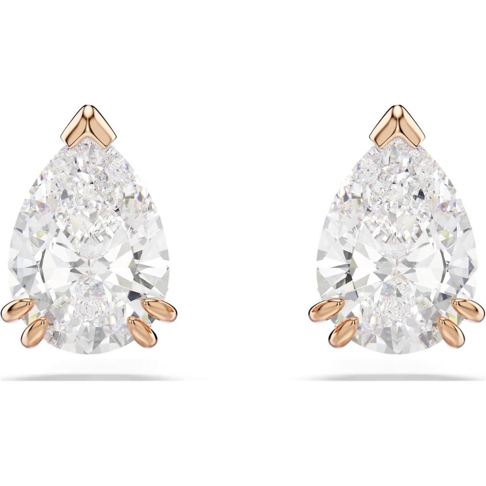 imageSwarovski Stilla stud earrings Pear cut White Rose goldtone finish