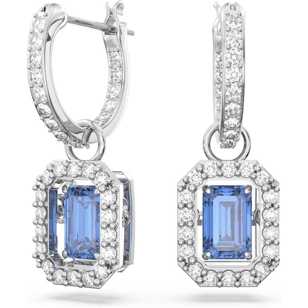 imageSwarovski Una Earrings Octagon cut Swarovski Zirconia Blue Rhodium Finish