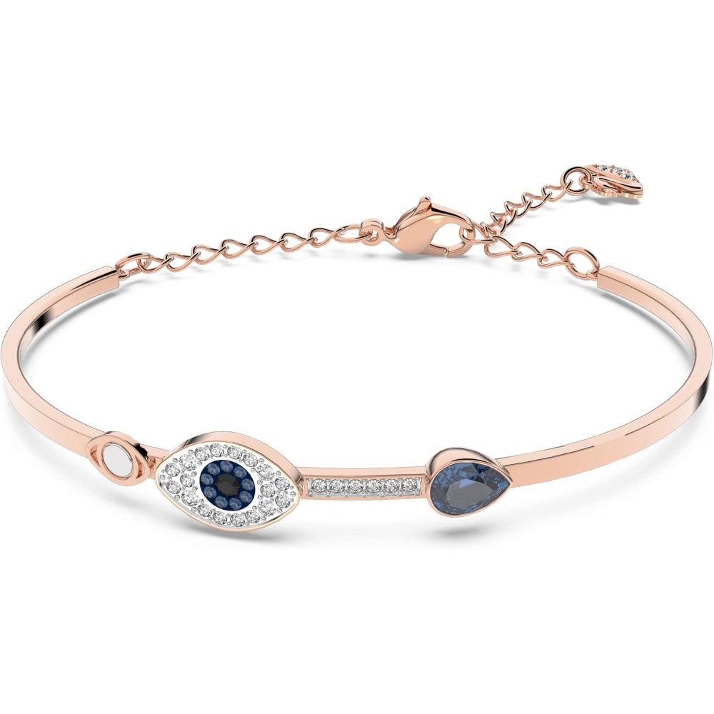 imageSwarovski Womens Symbolica Evil Eye Bangle Bracelet Blue Crystal Mixed Metal Finish Medium