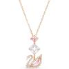 Swan Pendant Necklace - Pink/Clear Crystals