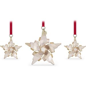 SWAROVSKI Christmas Ornament, 2021 Annual Edition, Little Star, Small, Clear Crystal(2021 Set of 3 – Champagne)