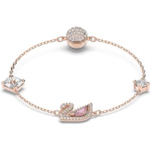SWAROVSKI Dazzling Swan Jewelry Collection, Blue Crystals, Pink Crystals, Clear Crystals(Bracelet – Rose Gold Tone)