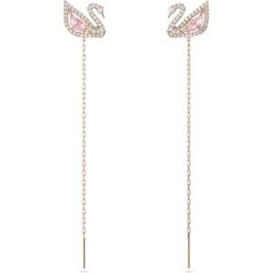 SWAROVSKI Dazzling Swan Jewelry Collection, Blue Crystals, Pink Crystals, Clear Crystals(Pierced Earrings – Rose Gold Tone)