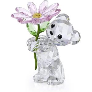 SWAROVSKI Kris Bears Forget Me Not, Clear Swarovski Crystal with Blue and Yellow Accents, Part of the Swarovski Kris Bears Collection(Kris Bear A Daisy for You)