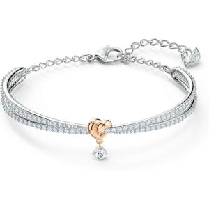 SWAROVSKI Lifelong Heart Necklace, Earrings, and Bracelet Crystal Jewelry Collection, Rose Gold & Rhodium Tone Finish(Bangle Bracelet)