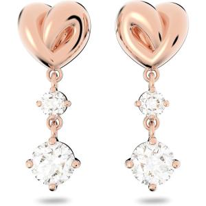 SWAROVSKI Lifelong Heart Necklace, Earrings, and Bracelet Crystal Jewelry Collection, Rose Gold & Rhodium Tone Finish(Pierced Earrings)
