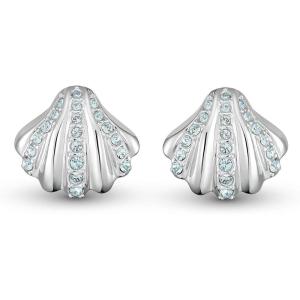 SWAROVSKI Women’s Shell Jewelry Collection, Rhodium Finish, Aqua Blue Crystals