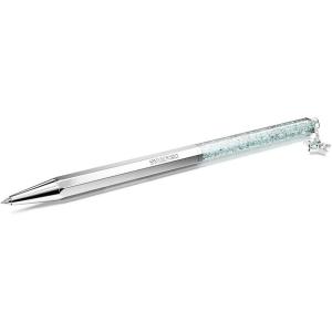 Swarovksi Crystalline ballpoint pen, Octagon shape, Snowflake, White, White lacquered(Blue Crystals  Chrome)