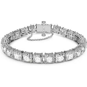 Swarovsk Matrix All-Around Necklace, Bracelet, Clip Earrings, Clear Square-Cut Crystals, Rhodium(Bracelet – Clear Crystal)