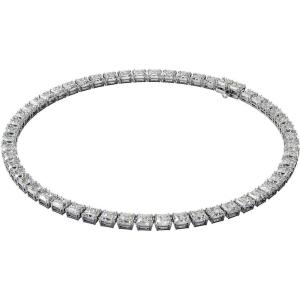 Swarovsk Matrix All-Around Necklace, Bracelet, Clip Earrings, Clear Square-Cut Crystals, Rhodium(Choker Necklace)
