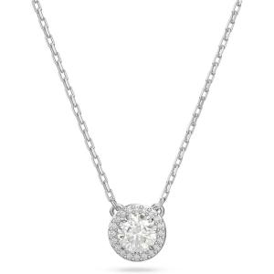 Swarovski Angelic Pendant with Circular Clear Crystal and Clear Crystal Pavé on a Rhodium Plated Chain(NEW Pendant Necklace)
